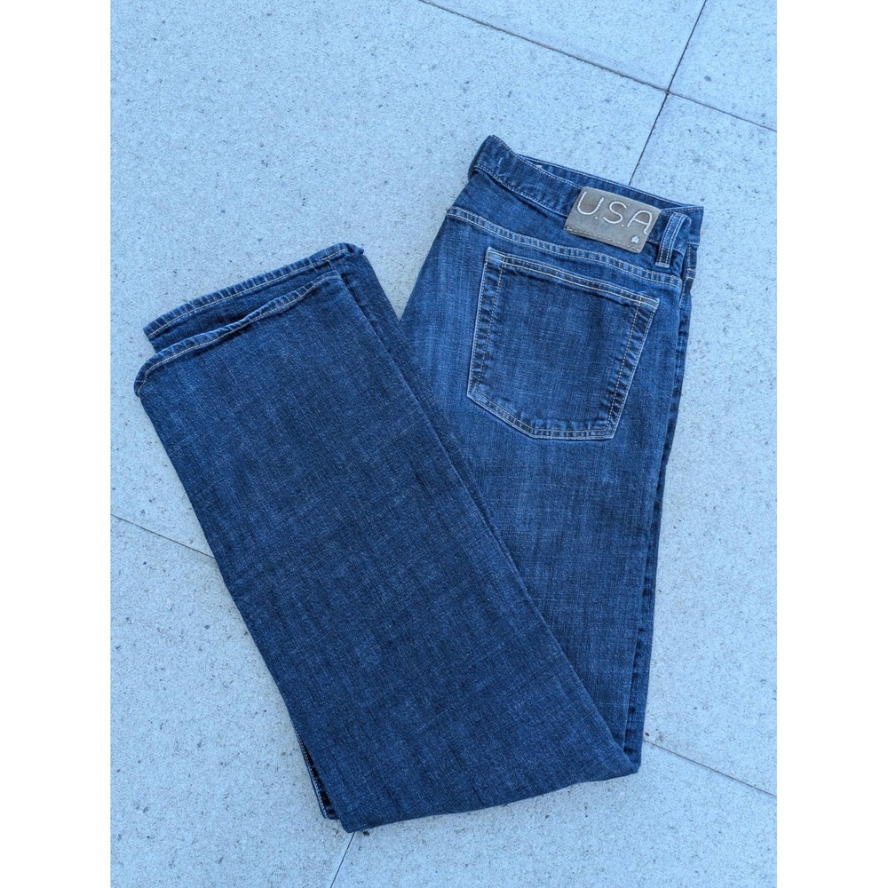 John Varvatos Jeans Mens 36x34 Blue Straight Stretch USA Button Fly Denim